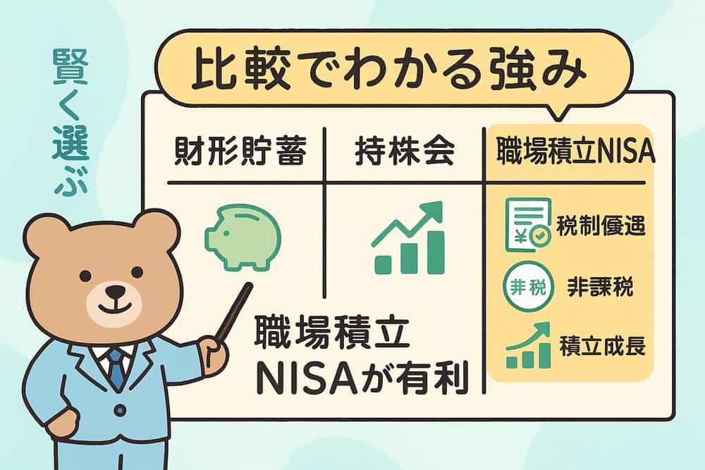 財形貯蓄・持株会との比較で見る職場積立NISAの優位性
