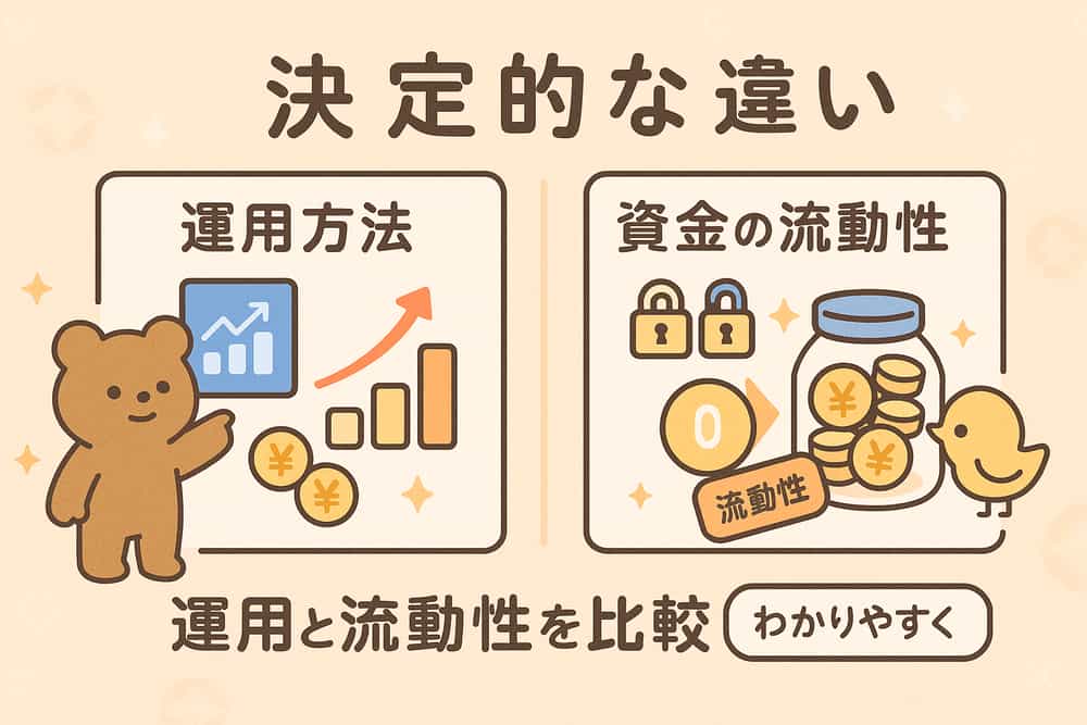 運用方法と資金の流動性における決定的な違い