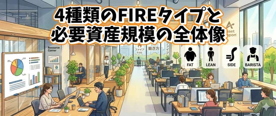 4種類のFIREタイプと必要資産規模の全体像